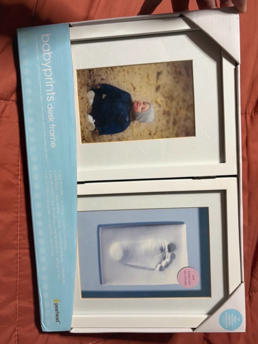 Pearhead babyprints Desk Frame Set in White and Blue Accents